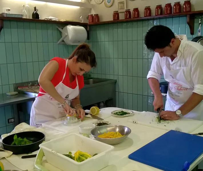 Cooks at work in the Villa Maria kitchen